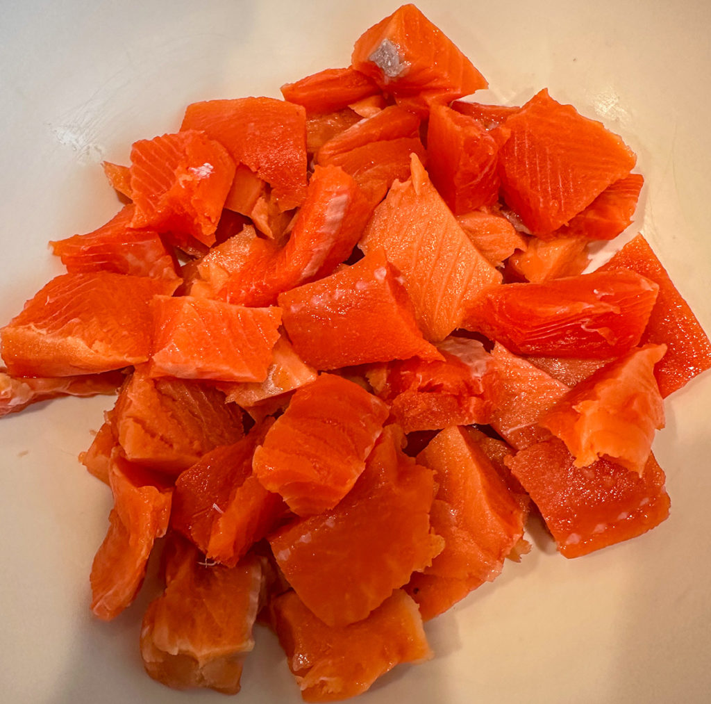 Cubed salmon